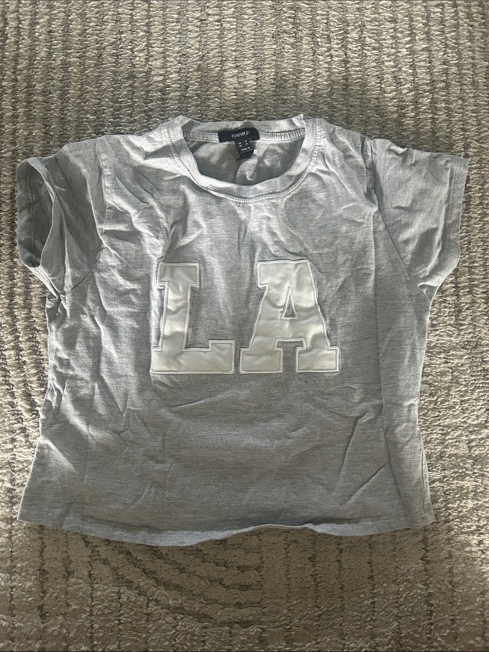 Forever 21 Gray Crewneck Tee with Tag Detail